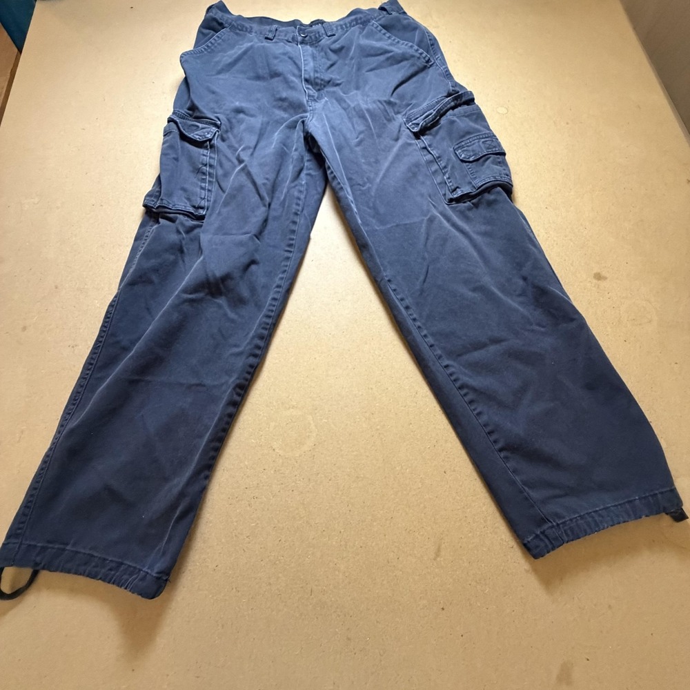 Trust Tactical Cargo Pants Men 30x30 Blue Canvas Relaxed Fit Drawstring Workwear